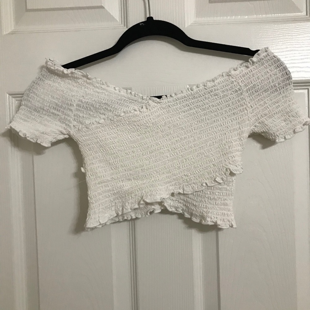 White off the shoulder crop top